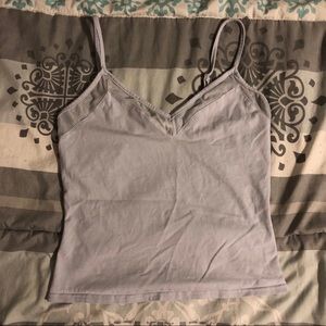 Light blue tank top with mesh detailing